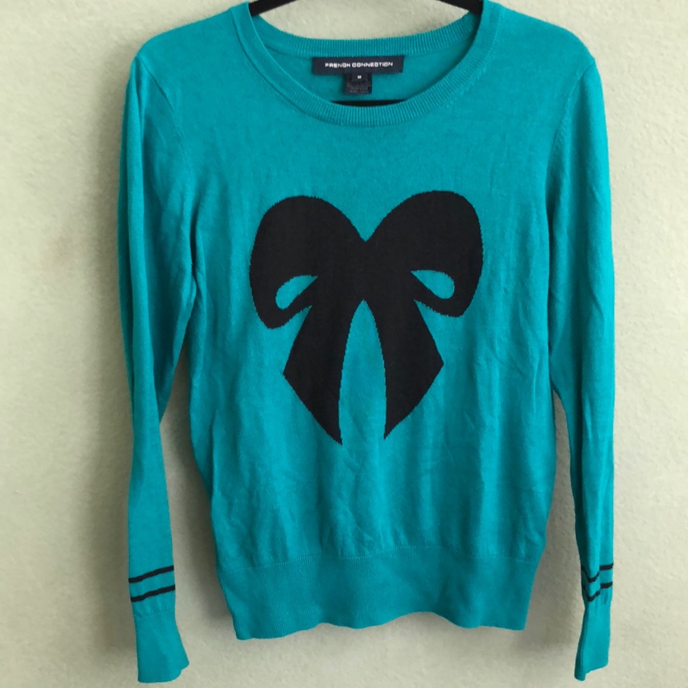 French Connection Teal Bow Sweater